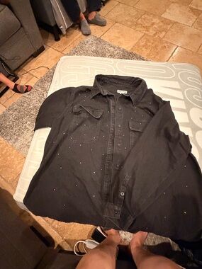 Ava & Viv Black Studded Button-Down Shirt